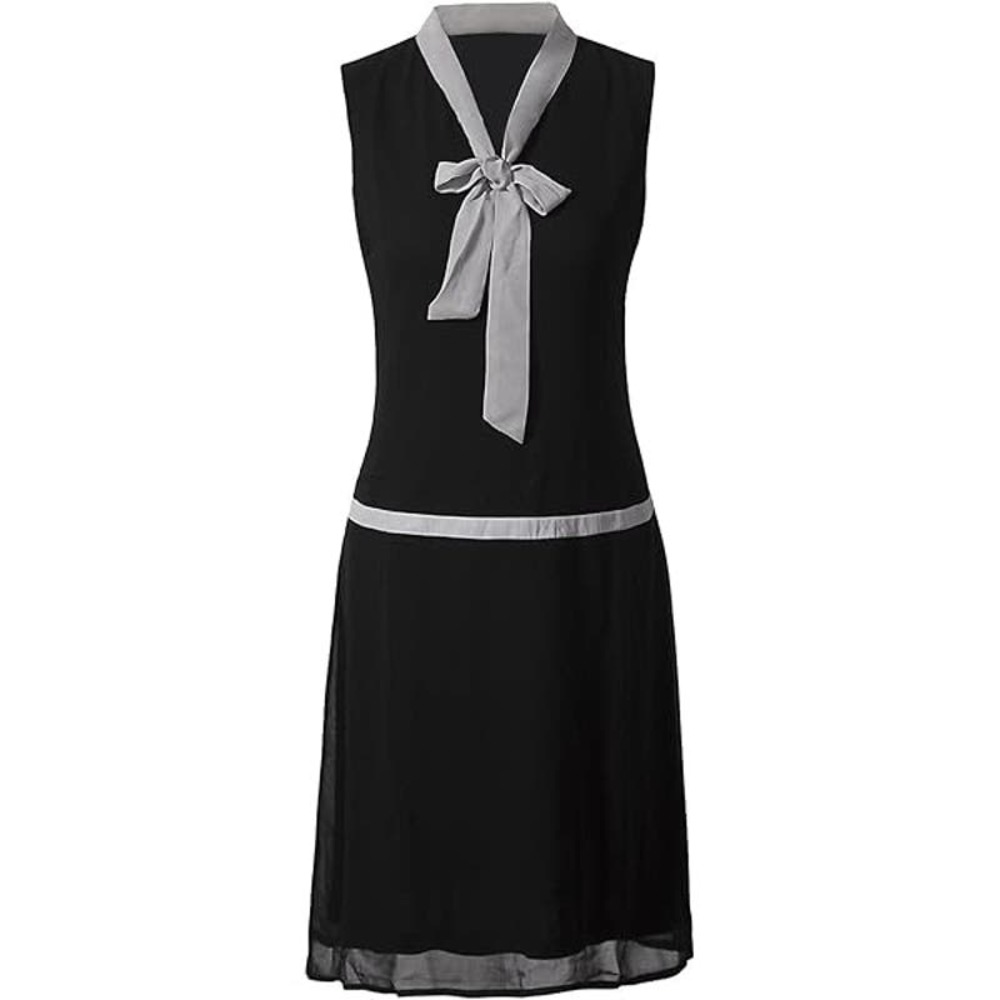 Women's VIJIV Midi Roaring 20s Great Gatsby Dress, Size S - Black/Grey